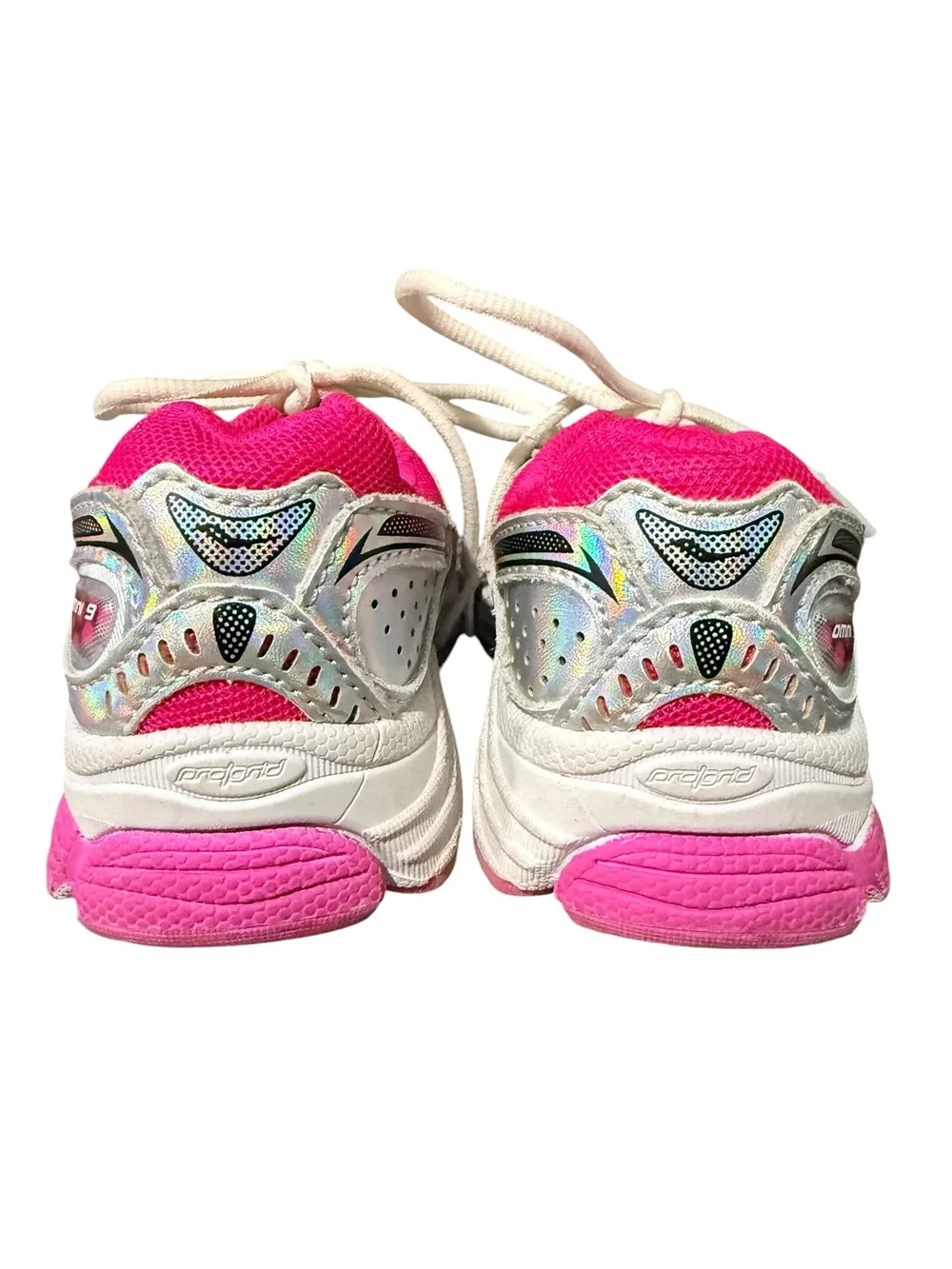 Saucony Omni 9 Pink White Silver Girls Sneakers Grade School Size 9 Y2K Running